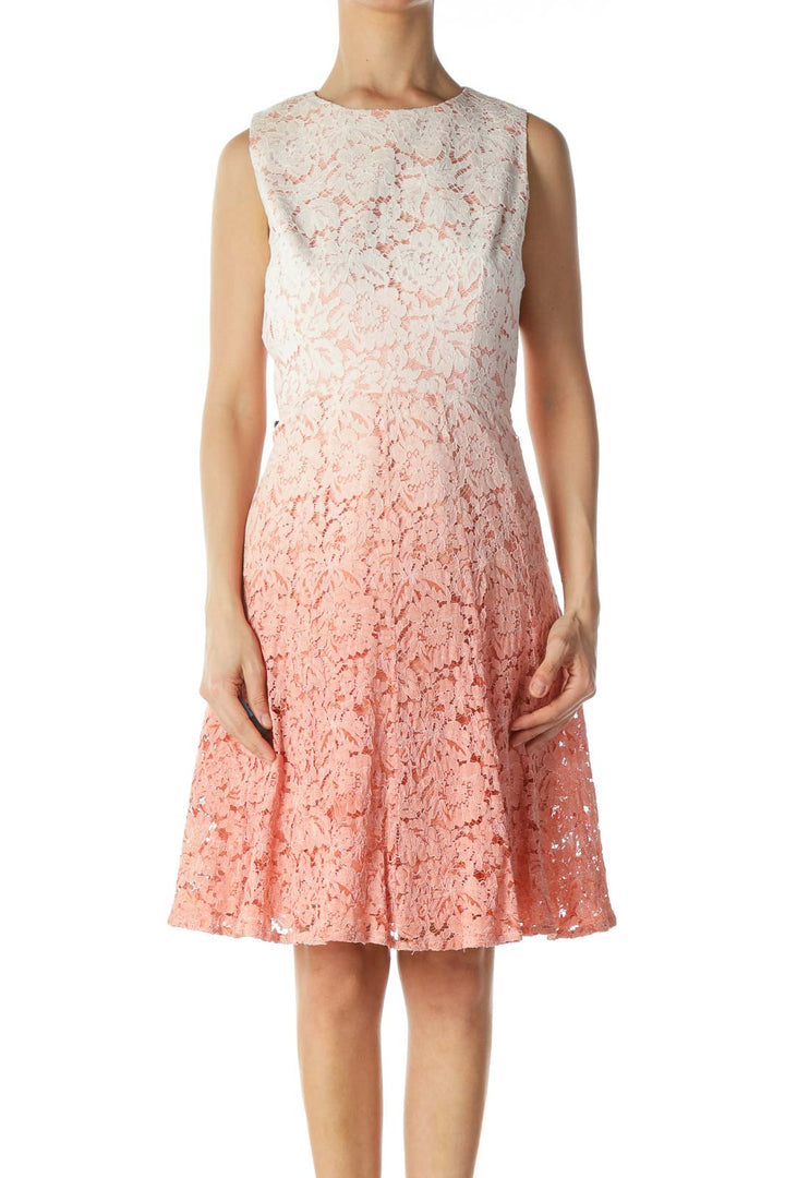 Pink and White Ombre Eyelet Dress