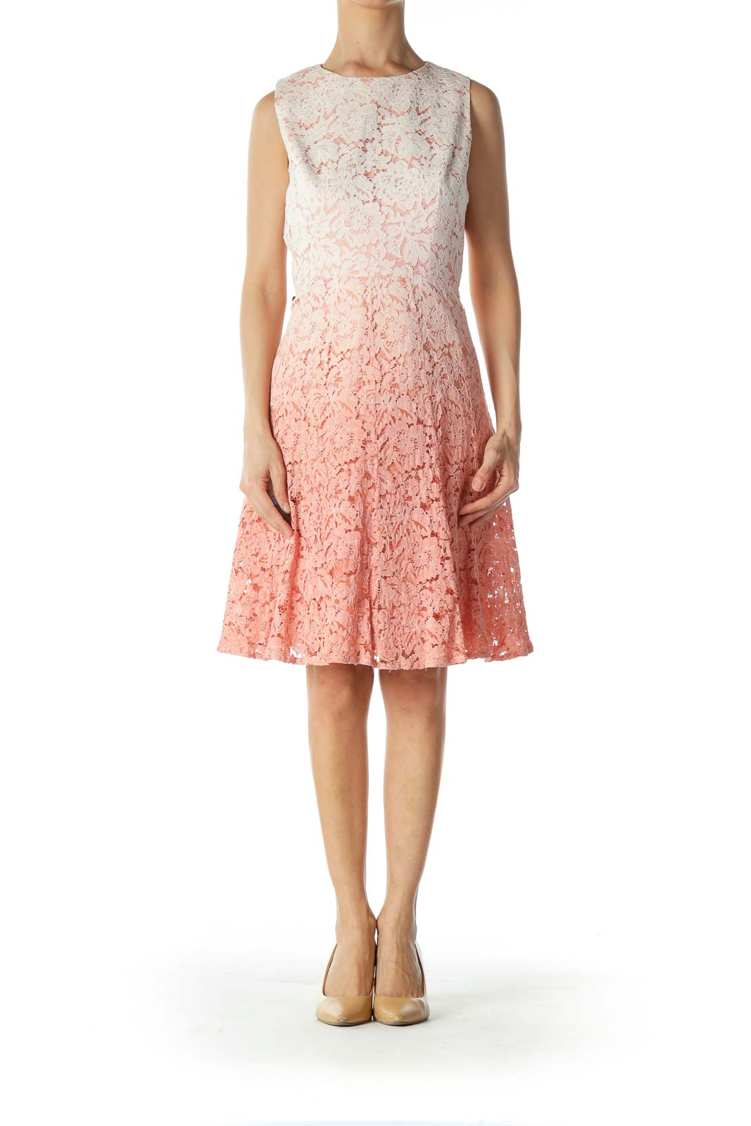 Pink and White Ombre Eyelet Dress