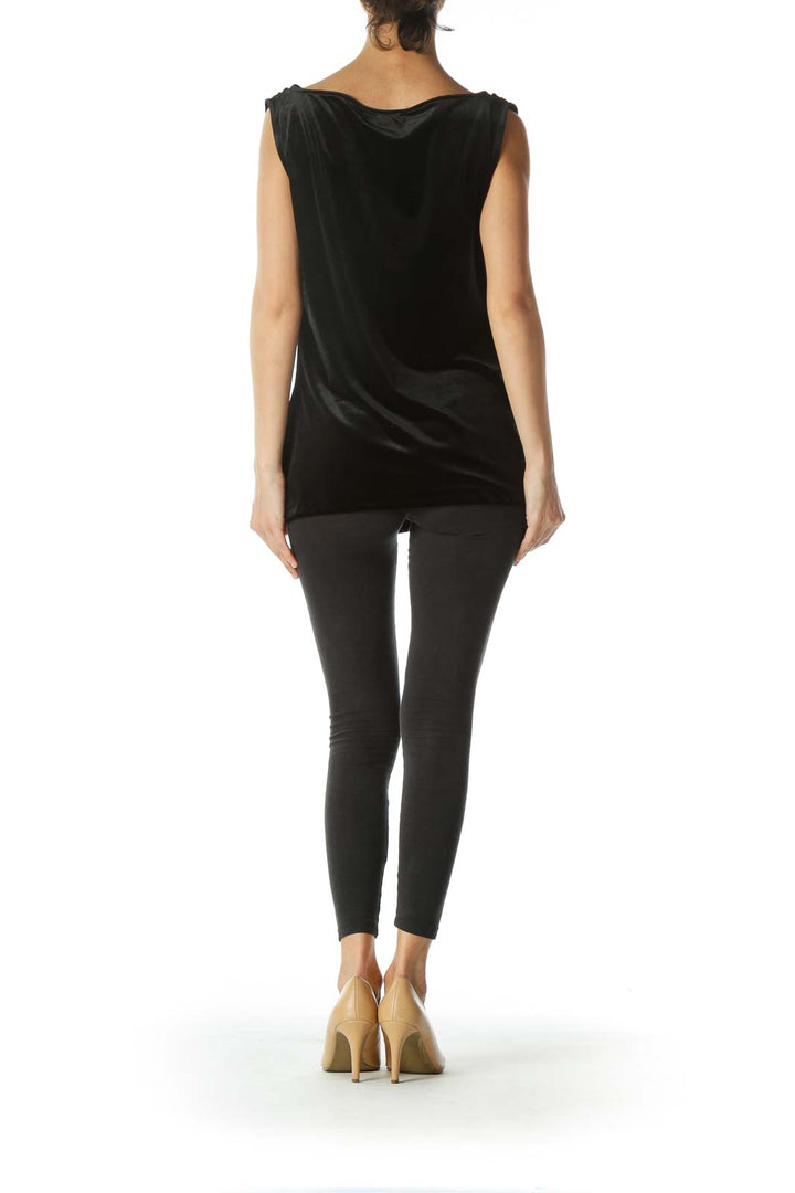 Black Velvet Jewel-Neckline Tank