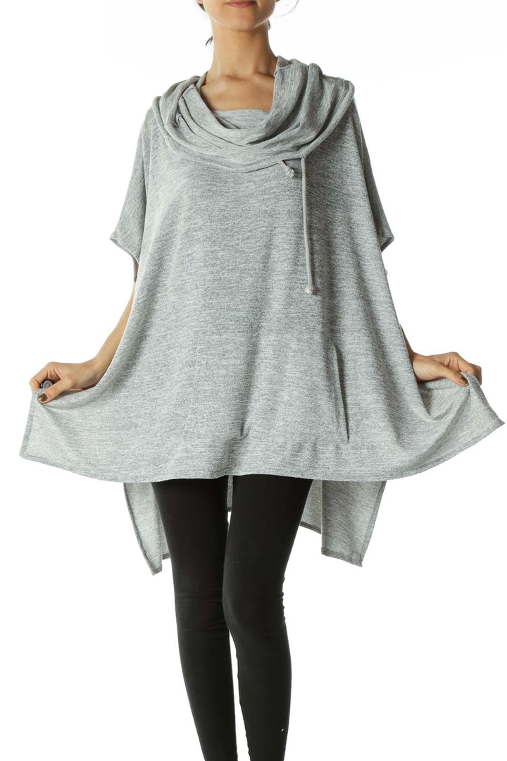 Gray Cow Neck Poncho