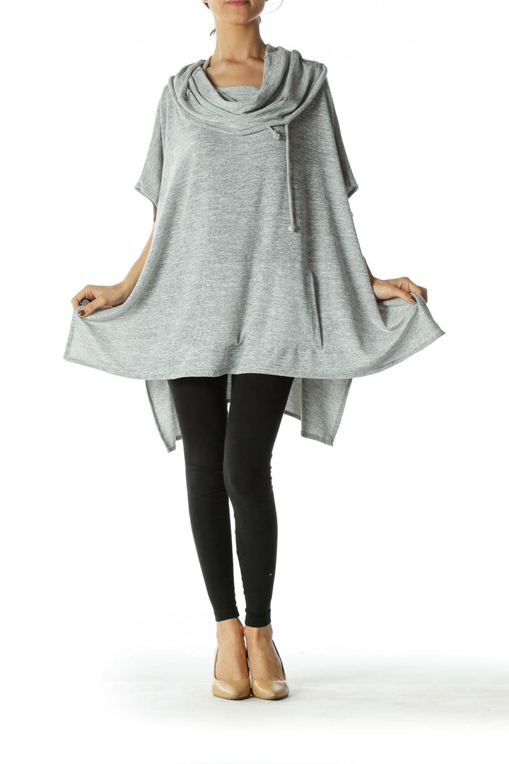 Gray Cow Neck Poncho