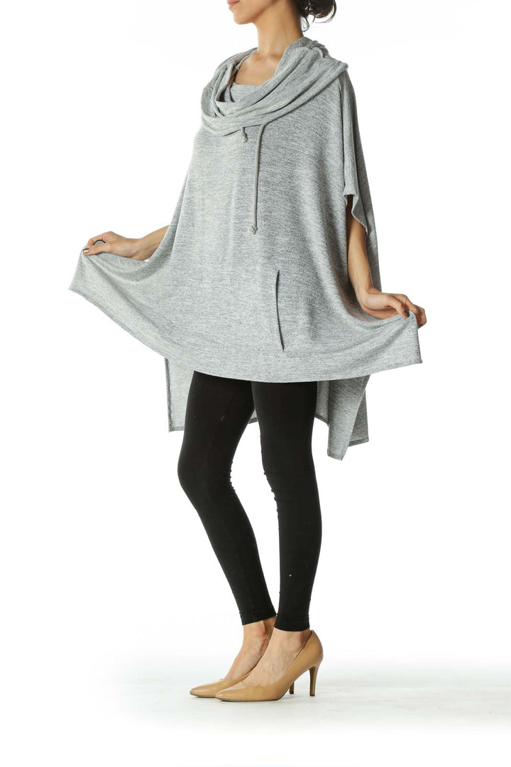 Gray Cow Neck Poncho