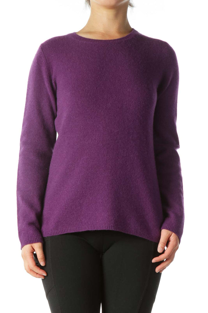 Purple Round-Neck Soft Textured Sweater