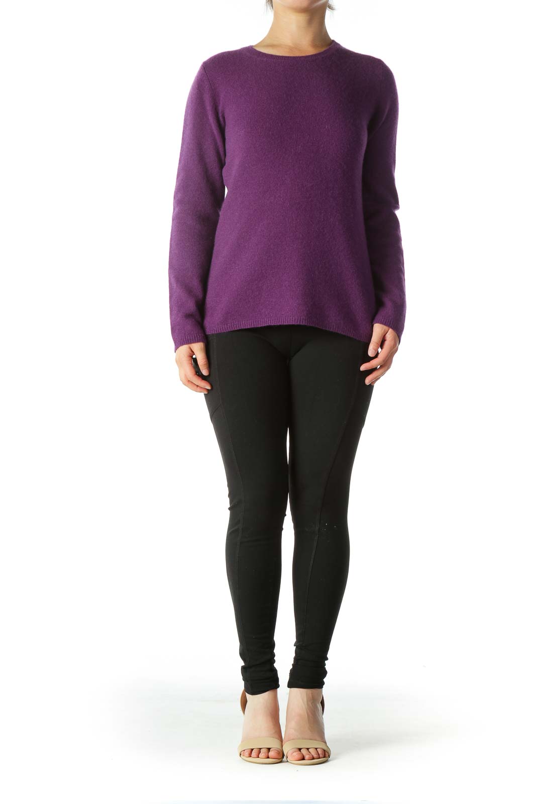 Purple Round-Neck Soft Textured Sweater