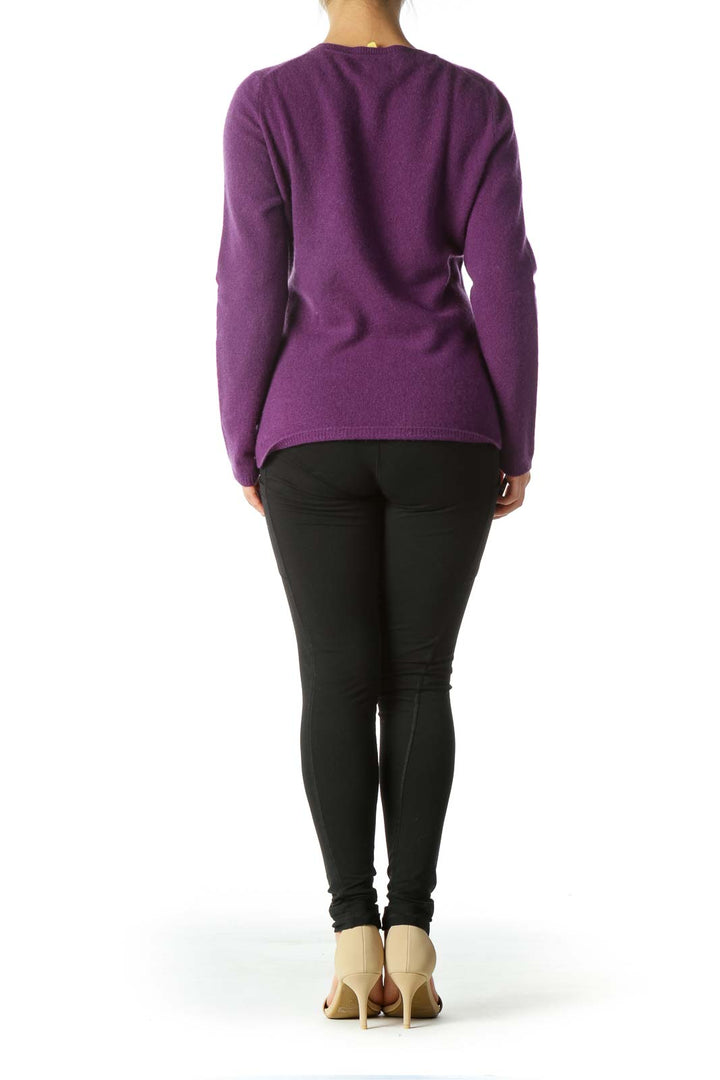 Purple Round-Neck Soft Textured Sweater