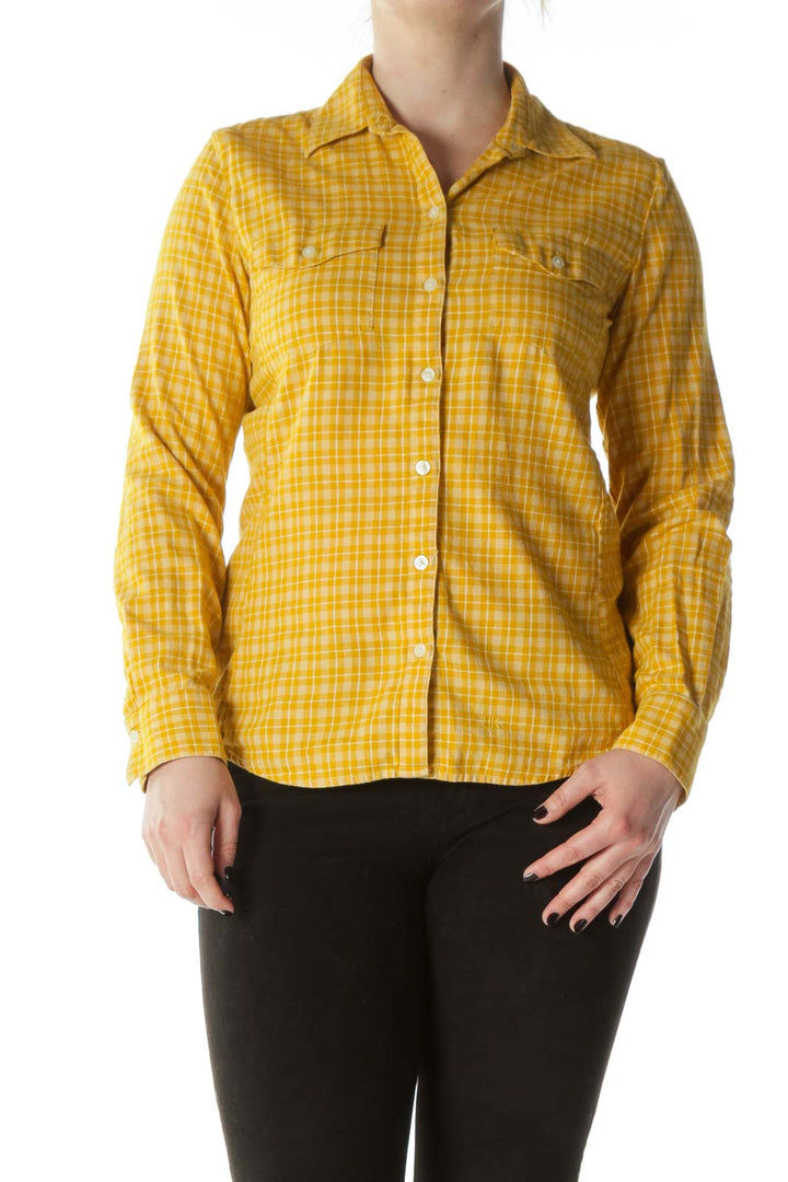 Yellow and White Plaid Button-Down