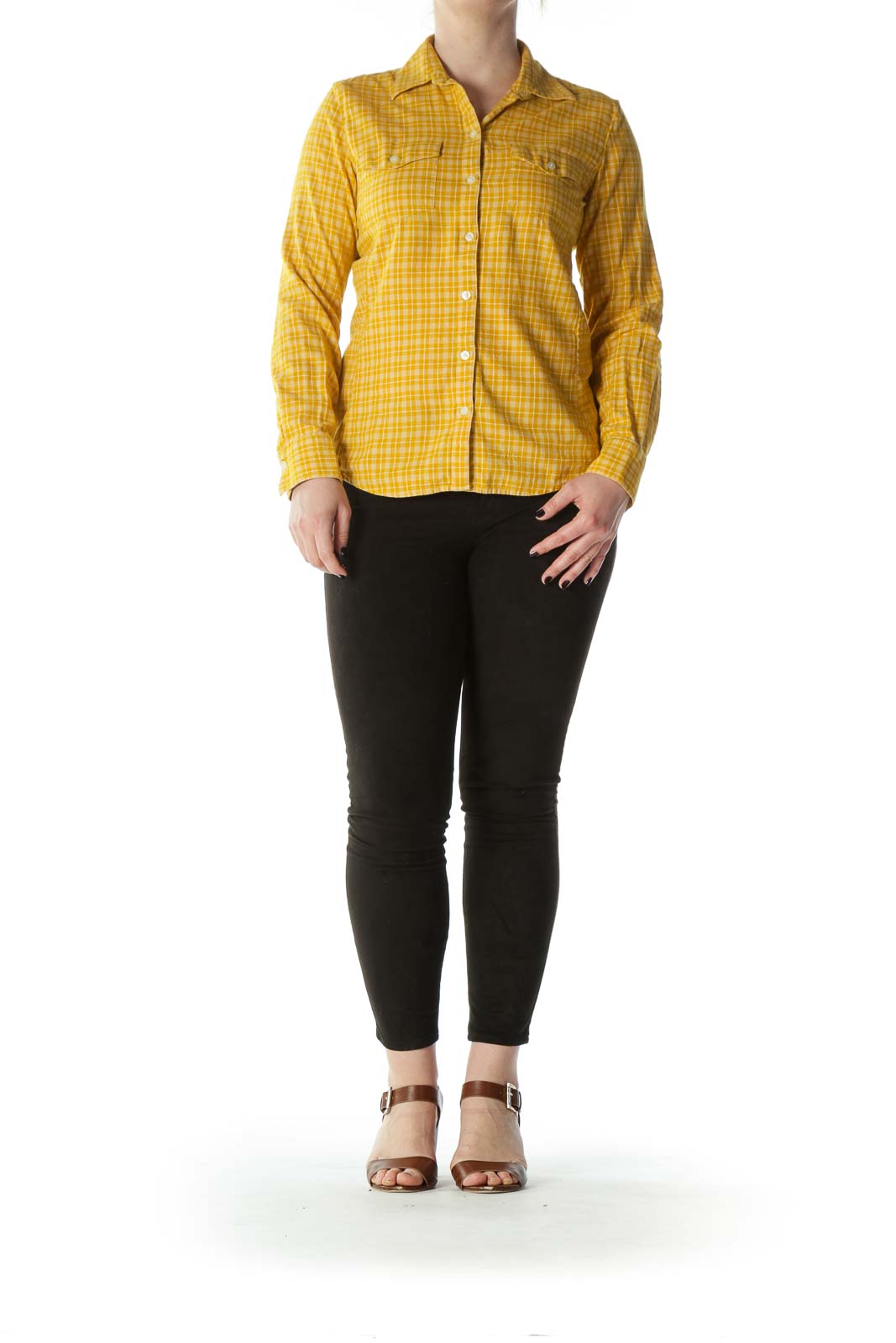 Yellow and White Plaid Button-Down