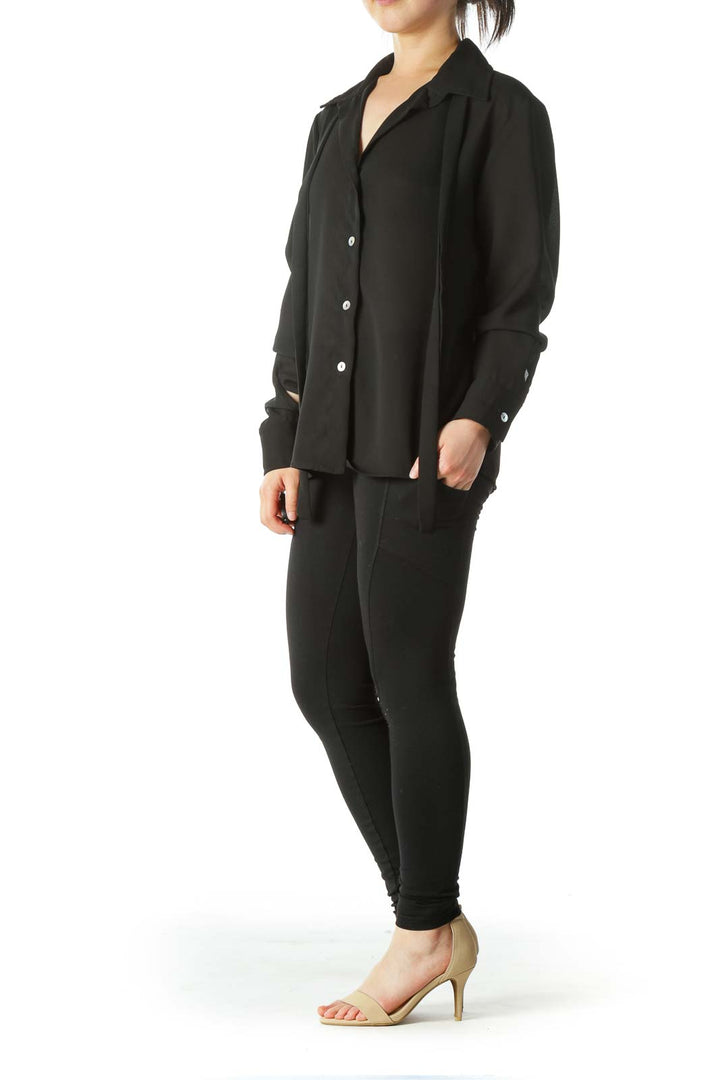 Black Buttoned Long-Sleeve Shirt