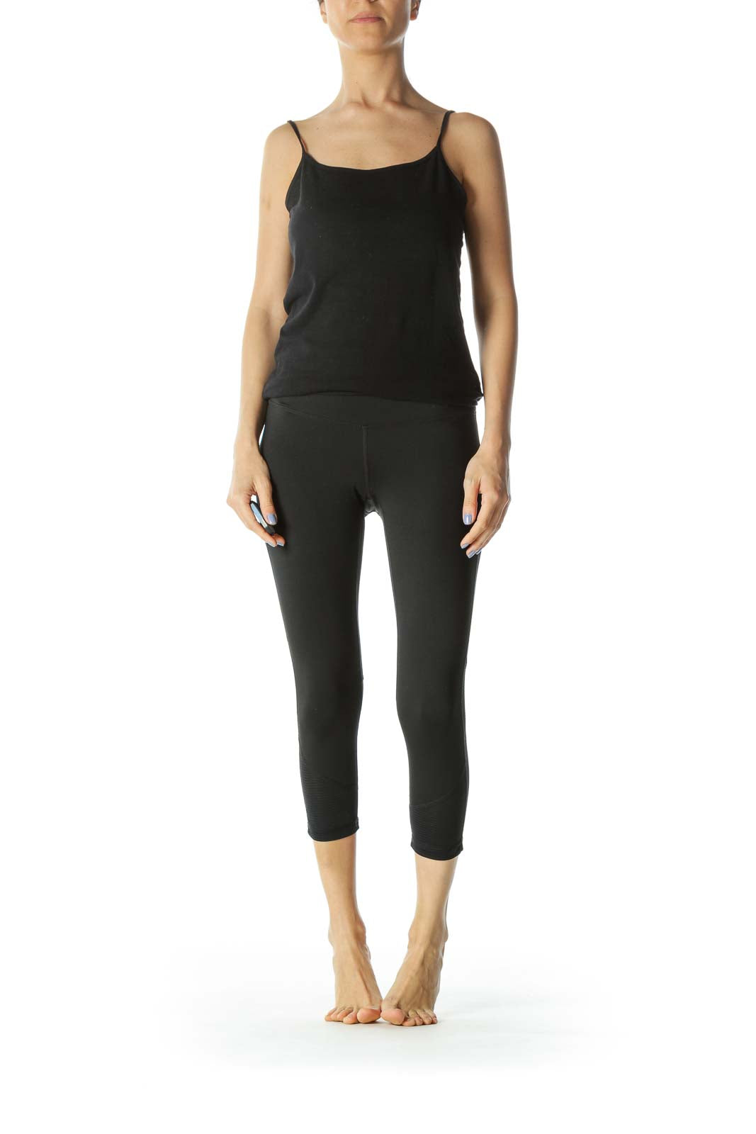 Black Stretch Sheer Leg Detail Activewear Leggings