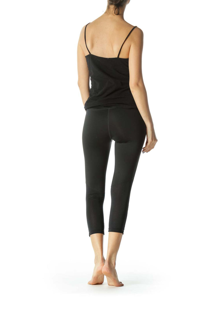 Black Stretch Sheer Leg Detail Activewear Leggings