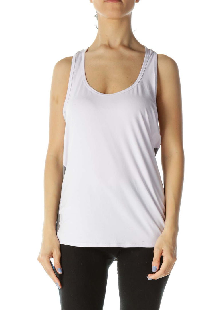 Lilac-Purple/Gray Round-Neck Racerback Activewear Tank Top