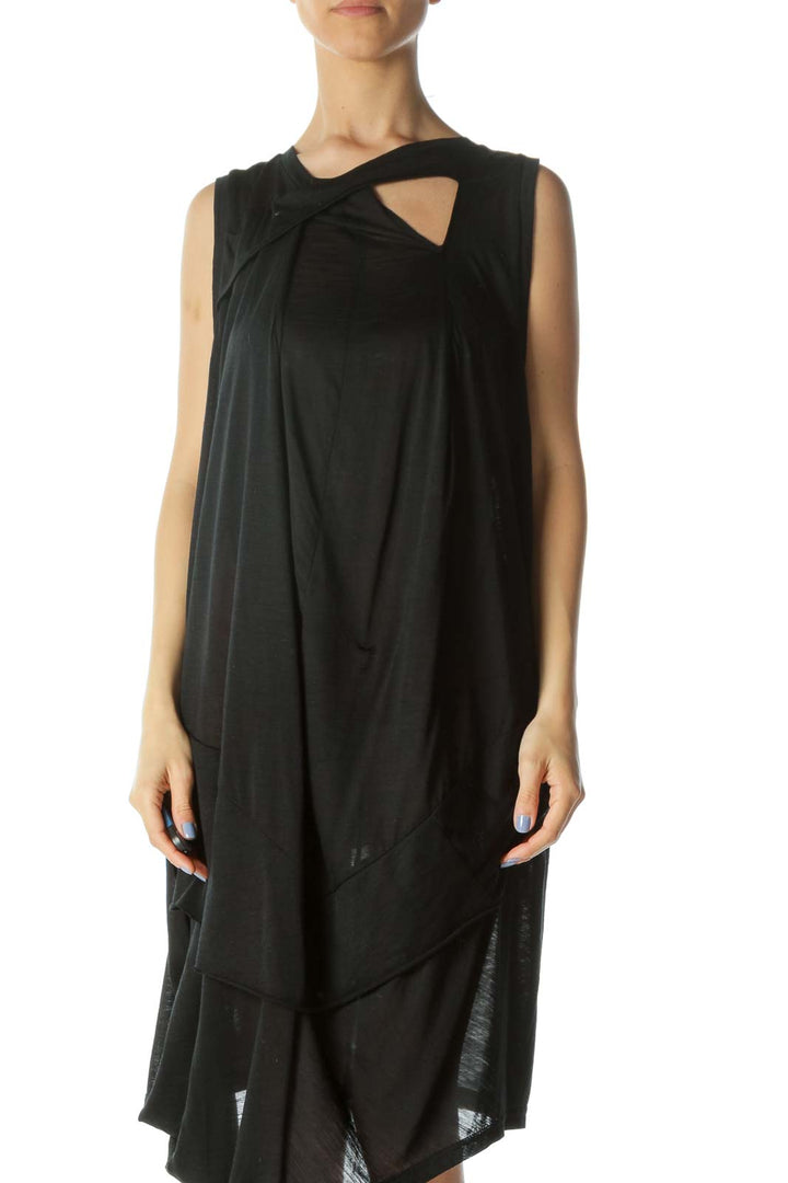 Black See-Through Keyhole Asymmetrical Layered Dress