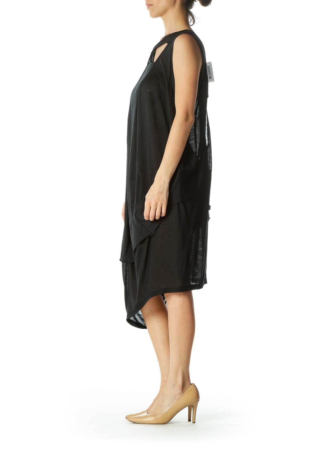 Black See-Through Keyhole Asymmetrical Layered Dress