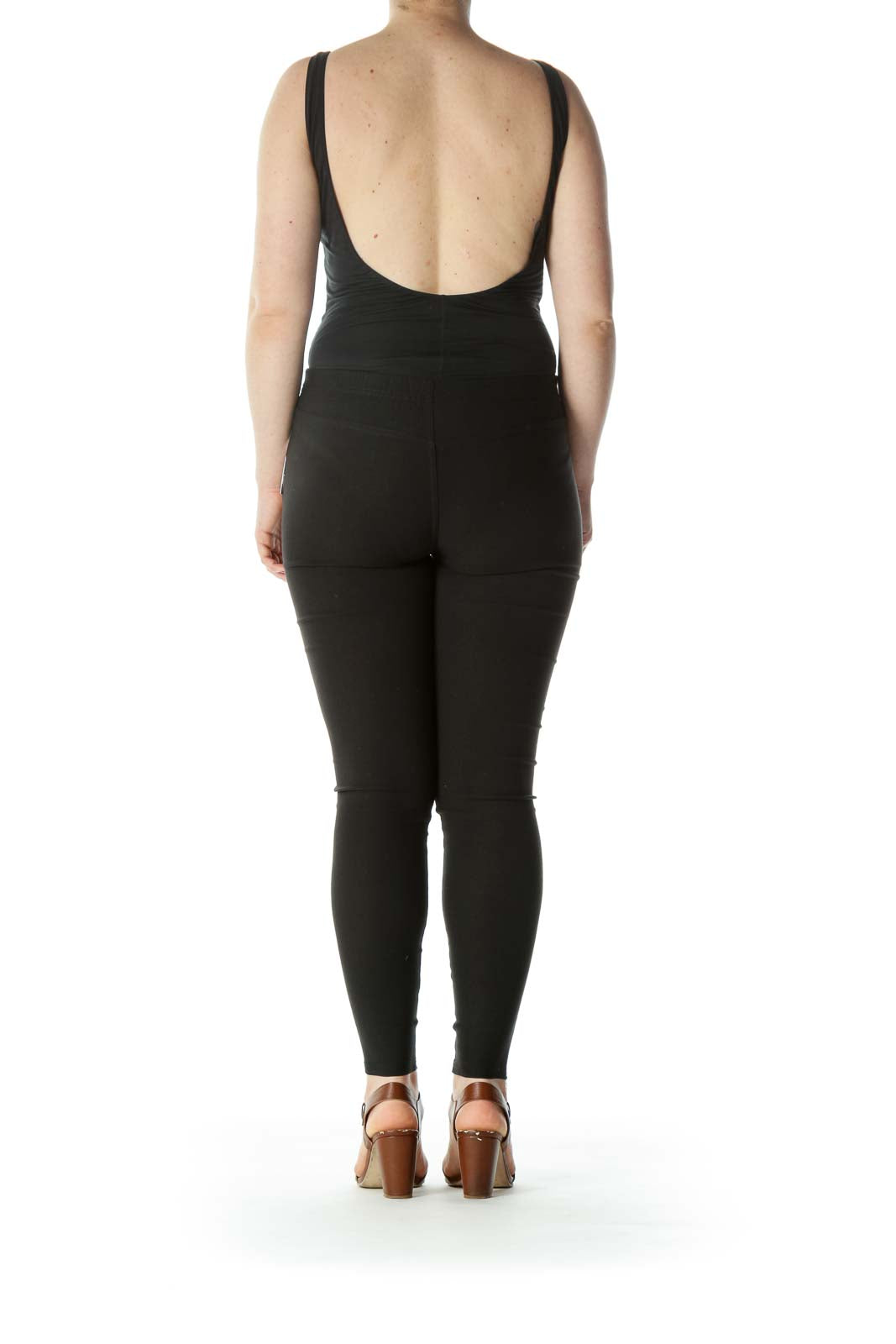 Black Slim Fit Gold Zipper Detail Leggings