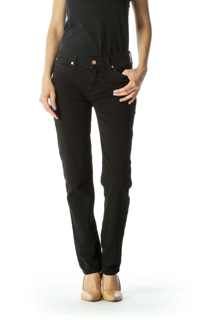 Black Straight Leg Denim Jeans