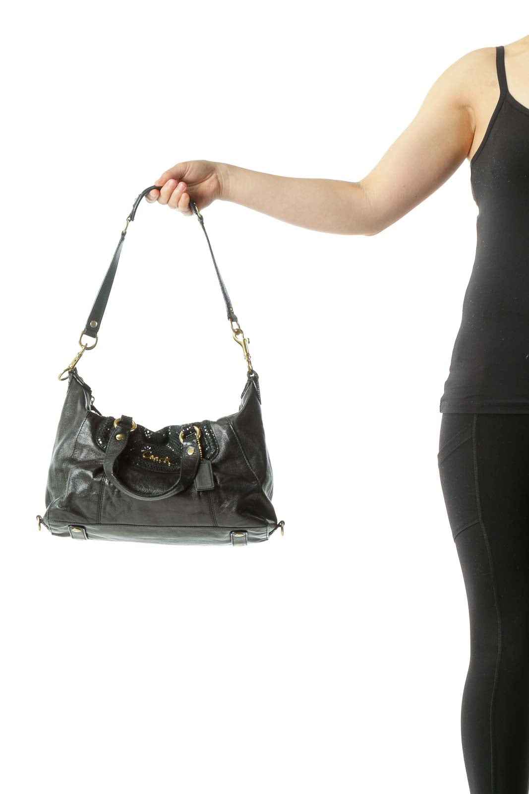 Black Gold Hardware Leather Shoulder bag