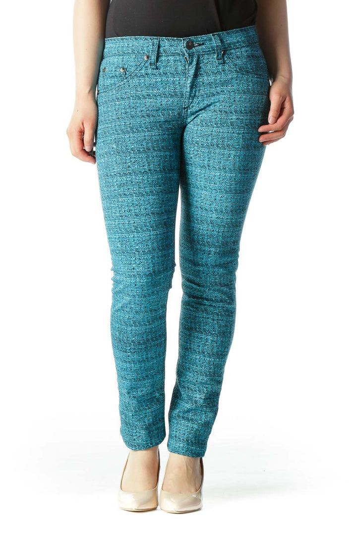 Teal Printed Skinny Pant