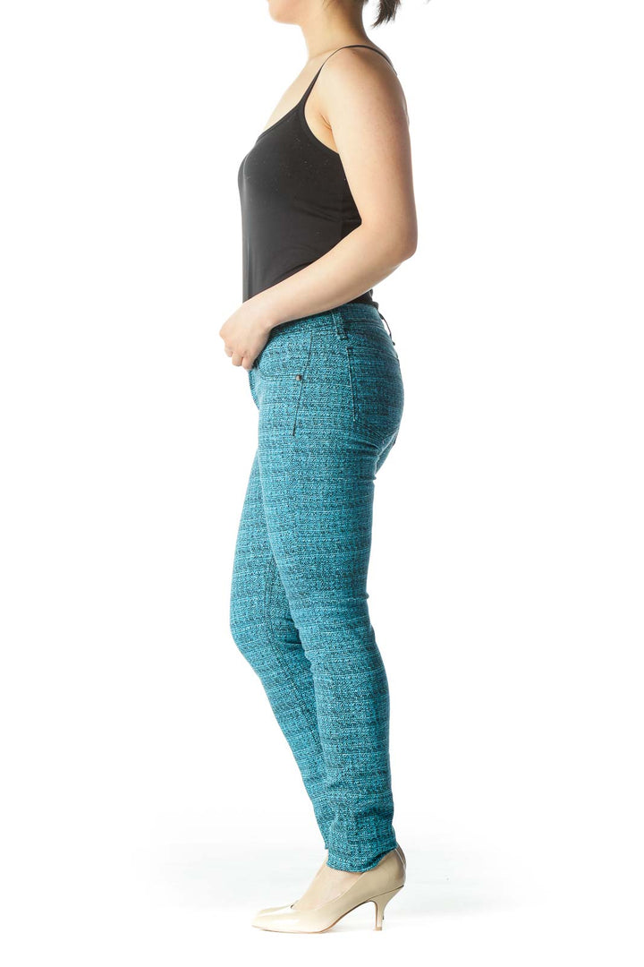 Teal Printed Skinny Pant