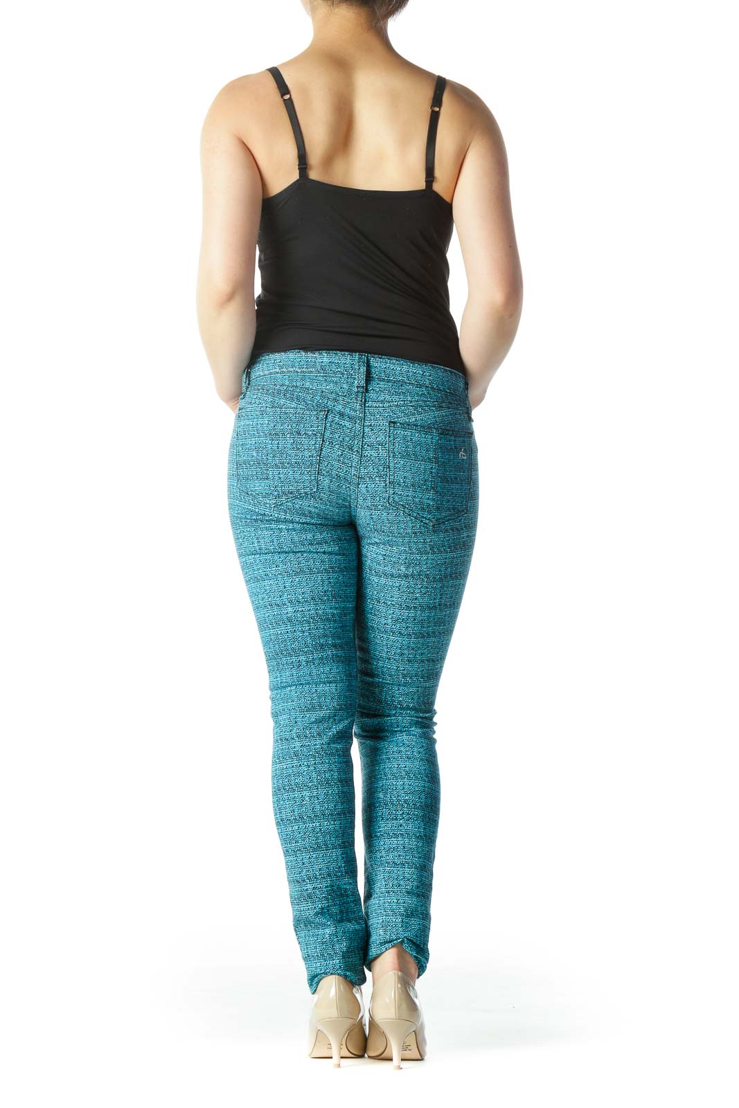 Teal Printed Skinny Pant