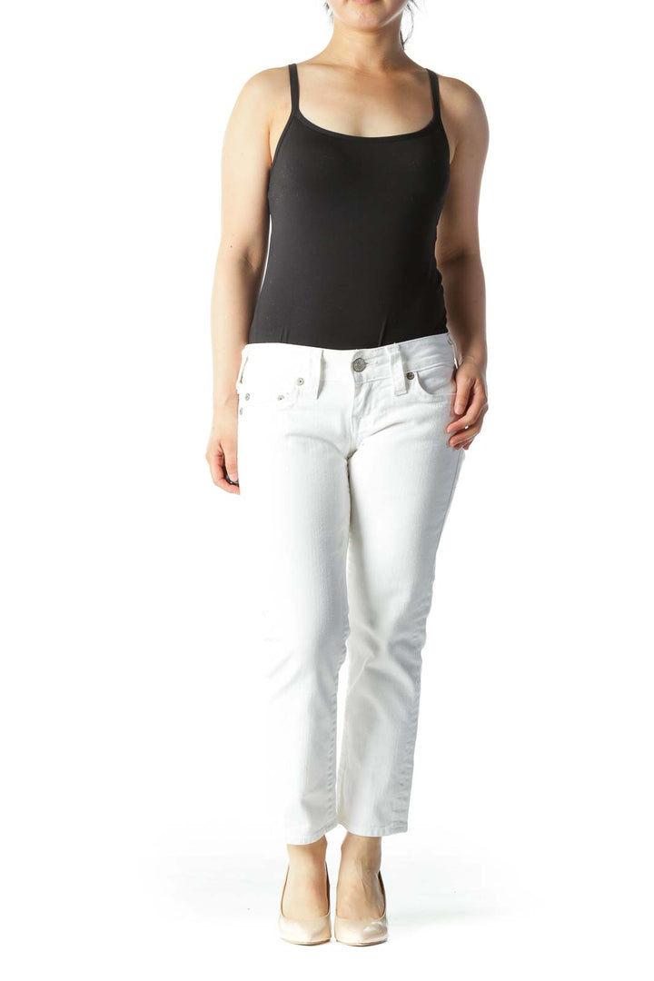 White Cropped Mid-Rise Skinny Jeans