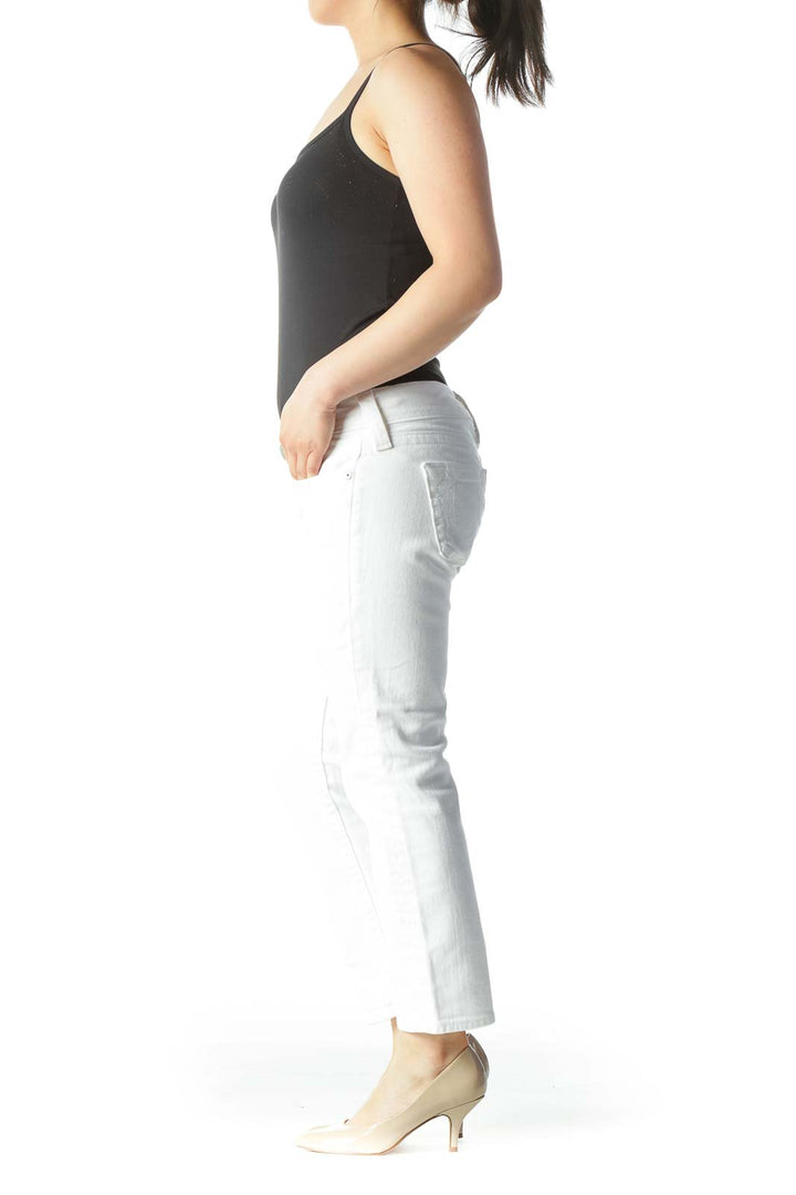 White Cropped Mid-Rise Skinny Jeans