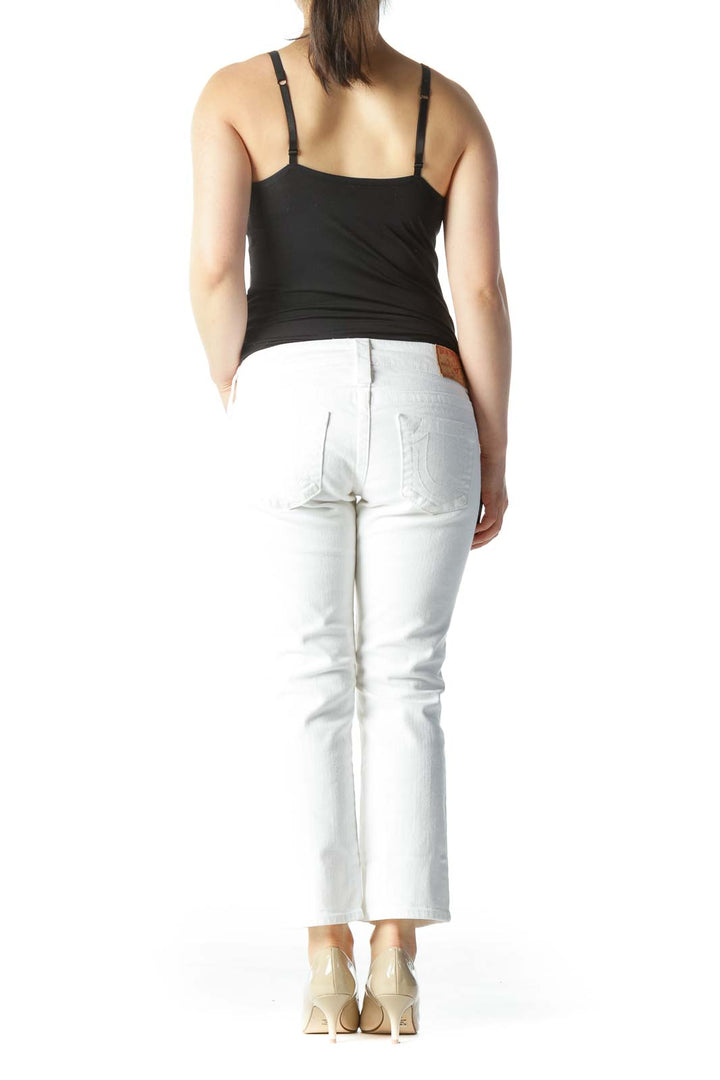 White Cropped Mid-Rise Skinny Jeans