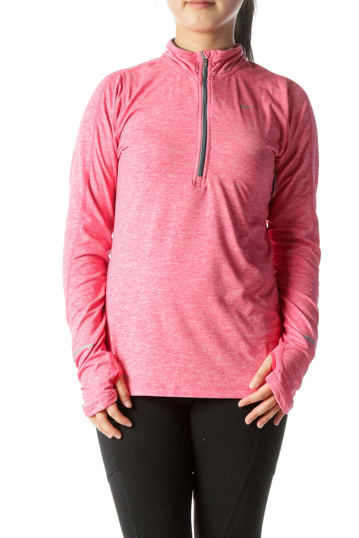 Pink White Gray Zippered Pullover Active Jacket