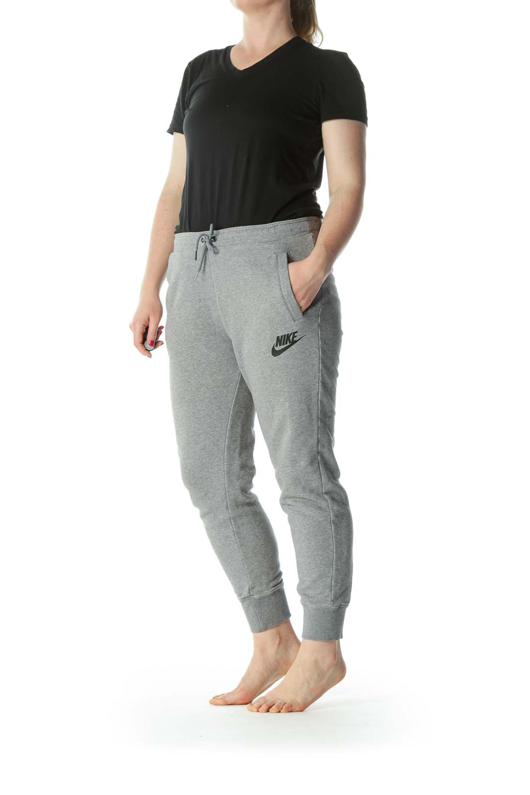 Gray Logo Pocketed Sweat Pants