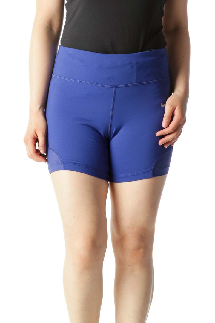 Blue Inside Pocket and Drawstring Stretch Active Shorts