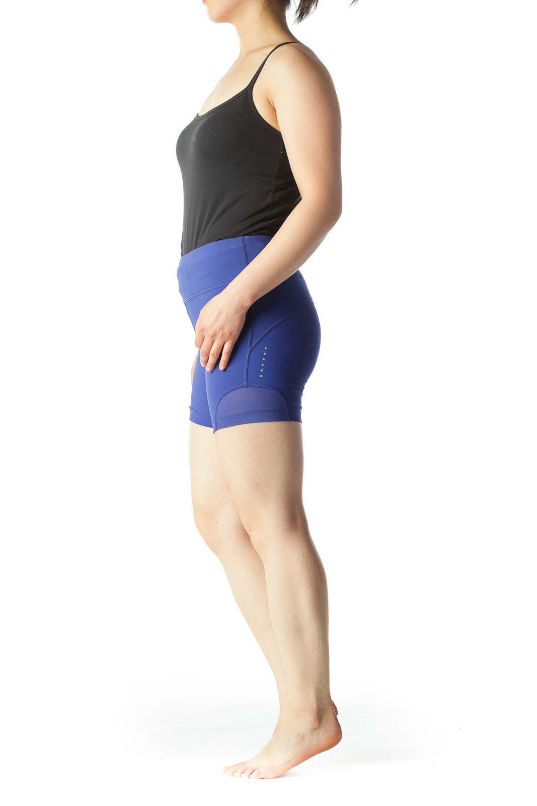 Blue Inside Pocket and Drawstring Stretch Active Shorts