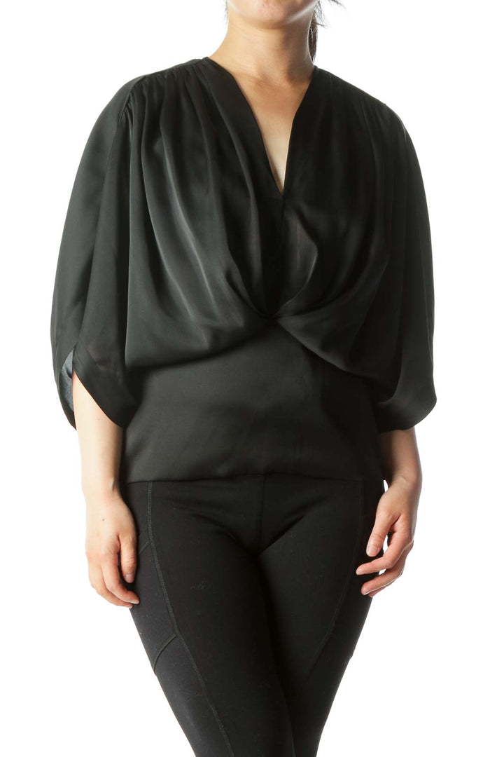 Black Bat-Sleeve Top