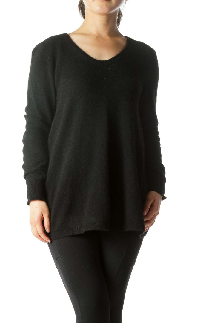 Black 100% Cashmere Round Neck Sweater