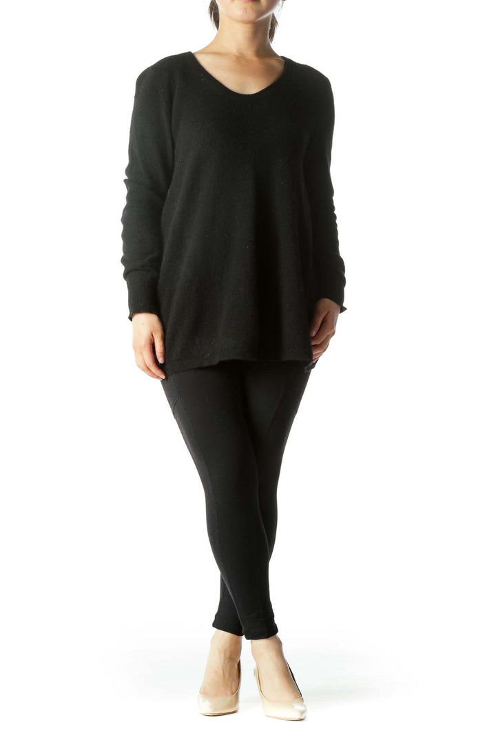 Black 100% Cashmere Round Neck Sweater