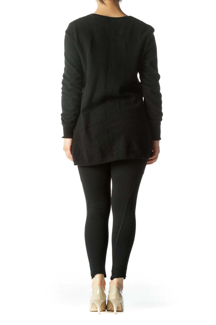 Black 100% Cashmere Round Neck Sweater