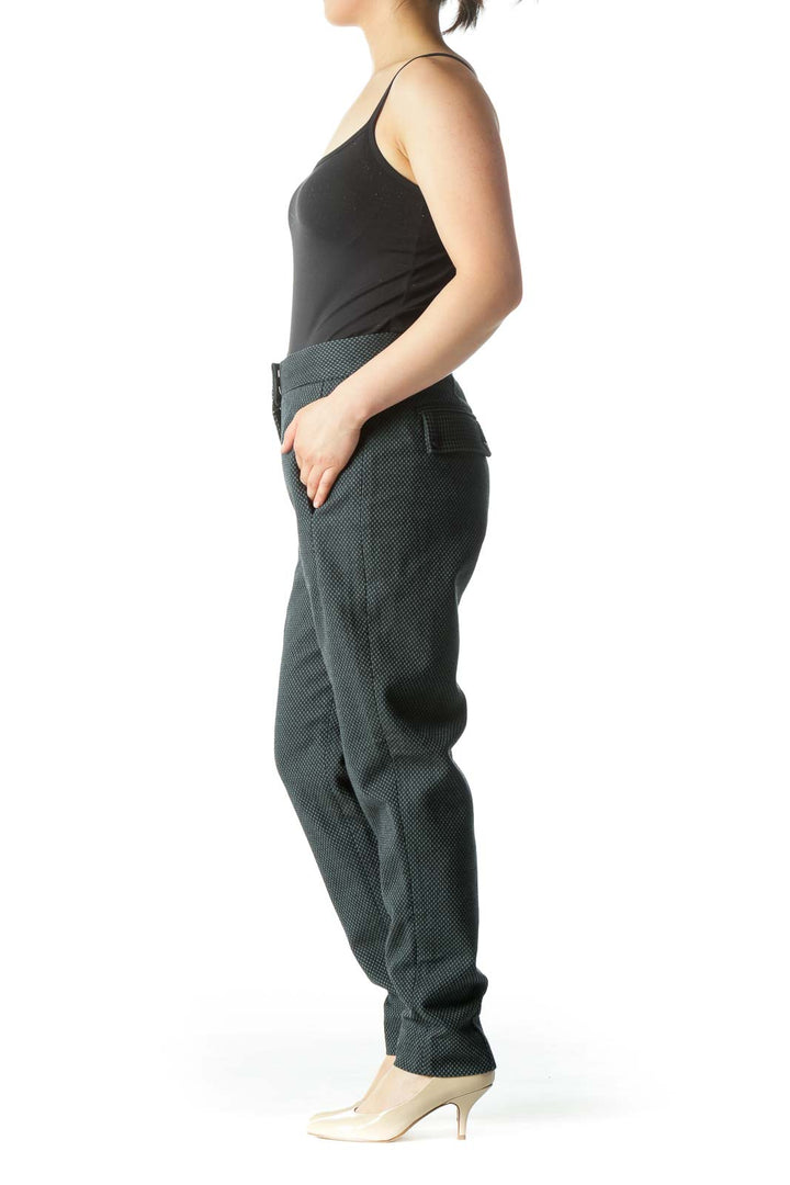 Gray Textured Tile-Pattern Tapered Pant