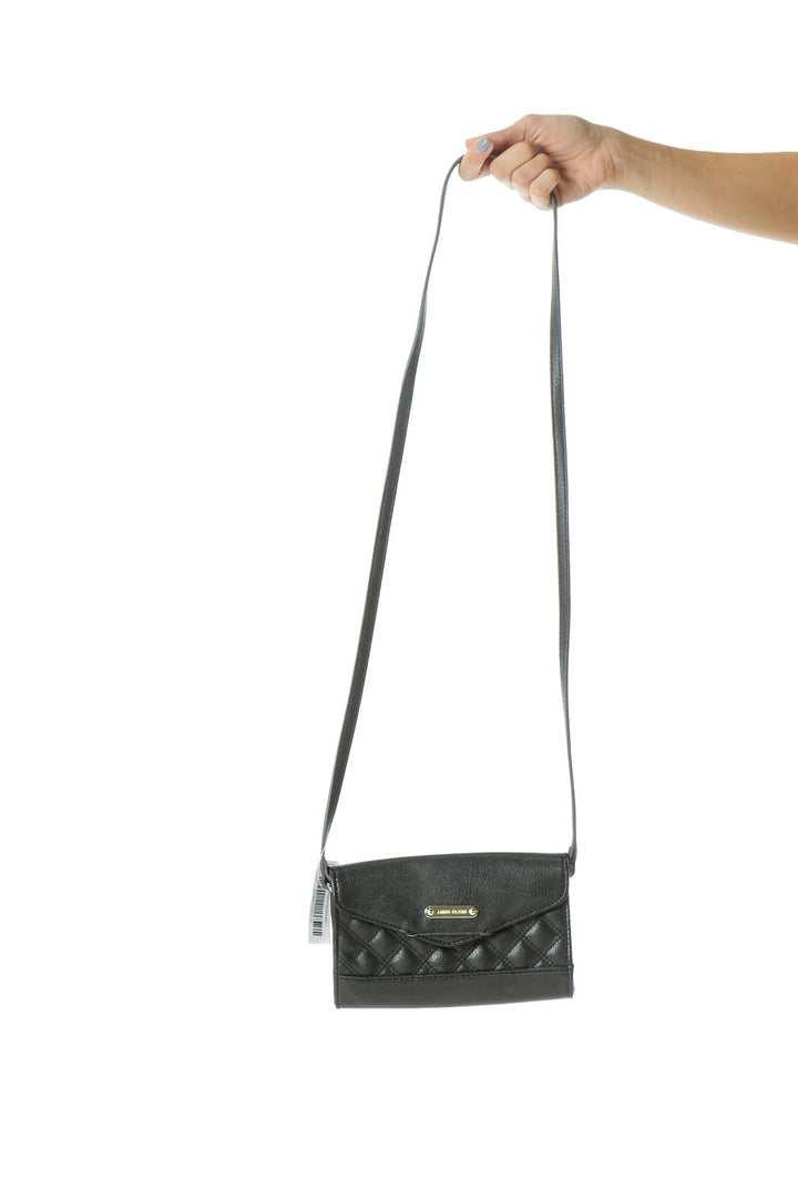 Black Quilted Snap-On Closure Crossbody Bag