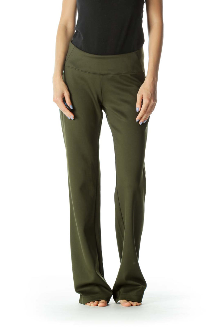 Olive Green Stretch Activewear Pants