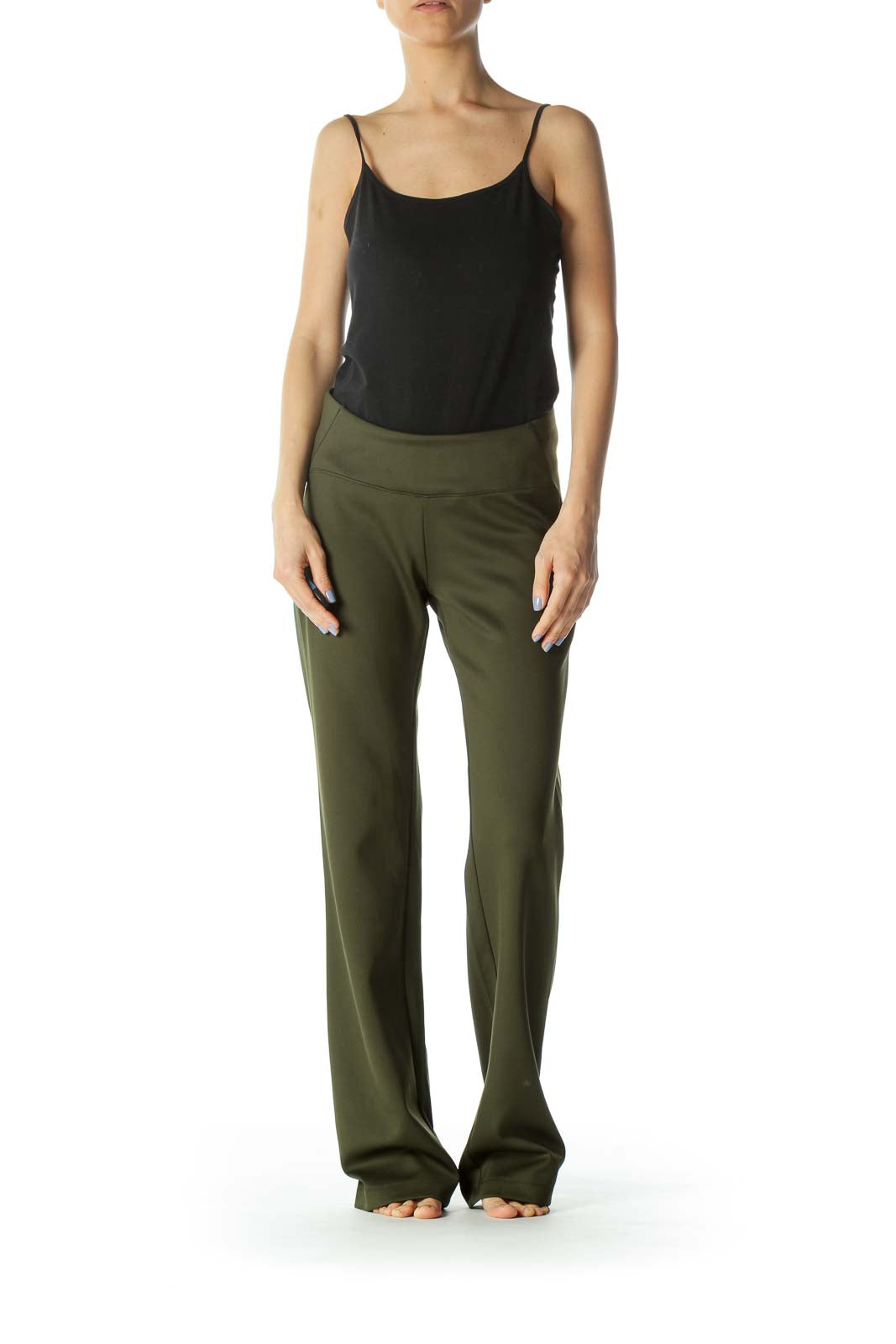 Olive Green Stretch Activewear Pants