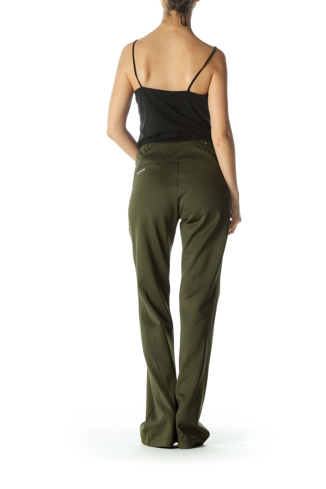 Olive Green Stretch Activewear Pants