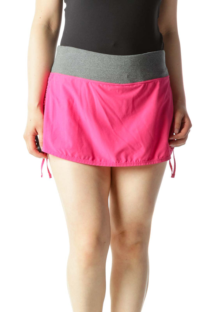 Pink Gray Orange Active Skirt with under Shorts and Drawstring