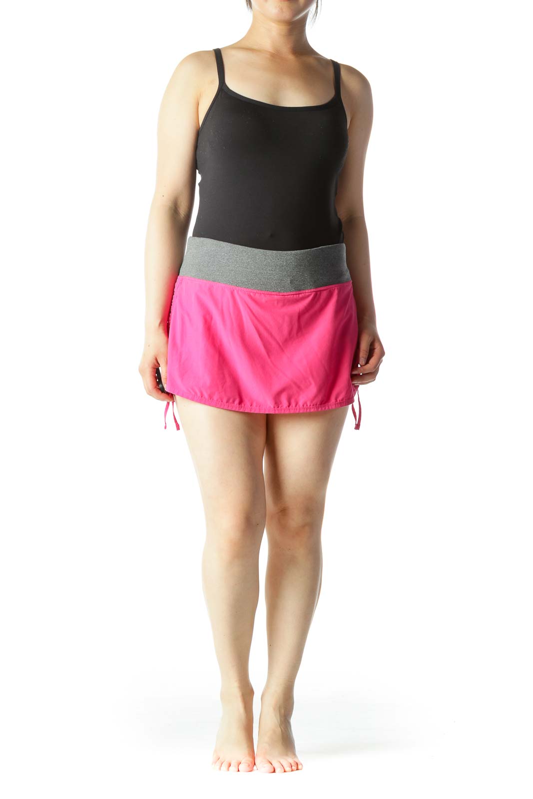 Pink Gray Orange Active Skirt with under Shorts and Drawstring