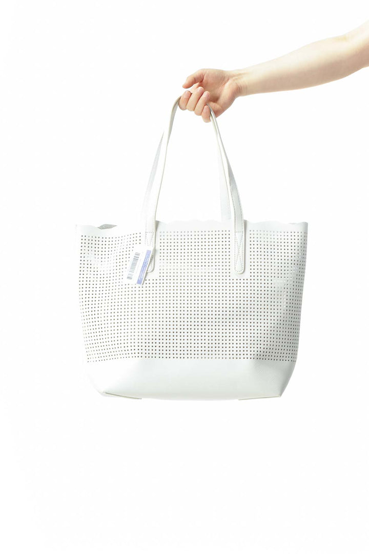 White Cut-Out See-Through Design Open Tote