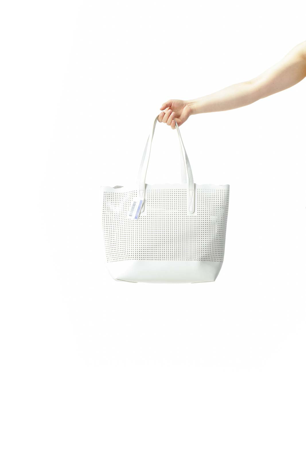 White Cut-Out See-Through Design Open Tote