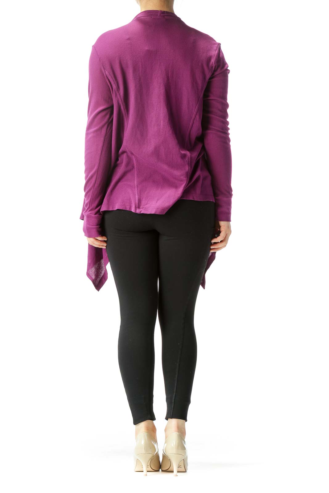 Purple Supima Cotton Long-Sleeve Stretch Knit Cardigan