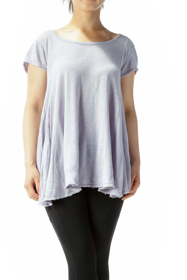 Front view of lavender Free People flowy knit top with scoop neckline