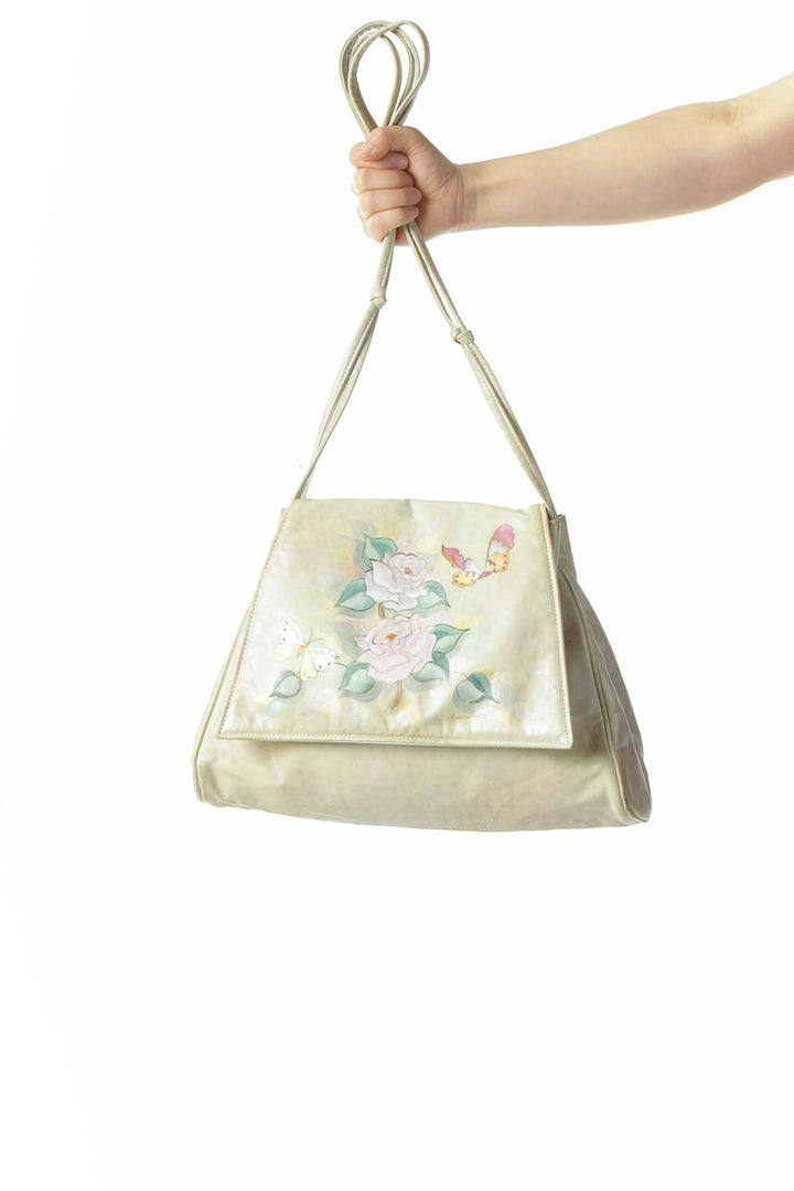 Light Green Floral Vintage Messenger Bag