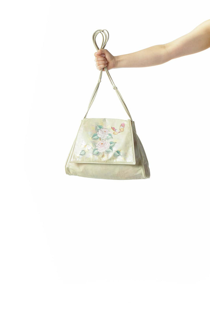 Light Green Floral Vintage Messenger Bag