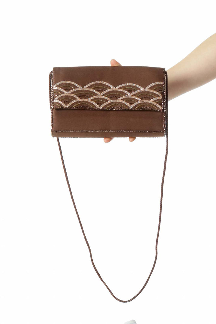 Brown Embroidered Quilted Bag