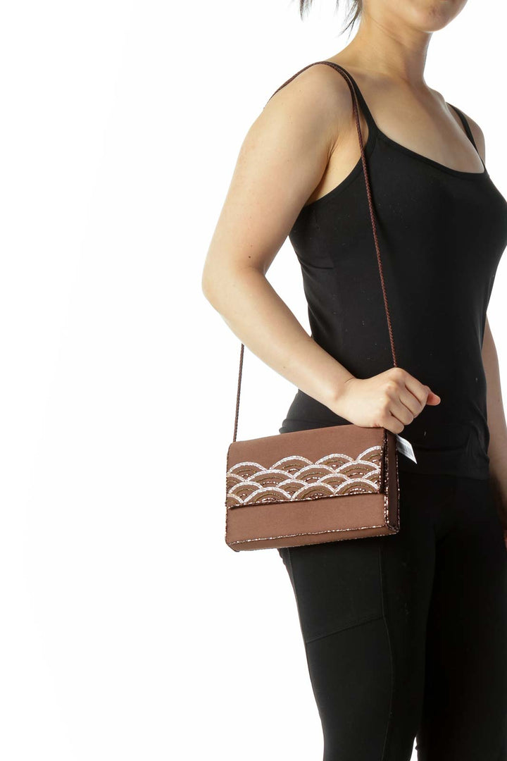 Brown Embroidered Quilted Bag