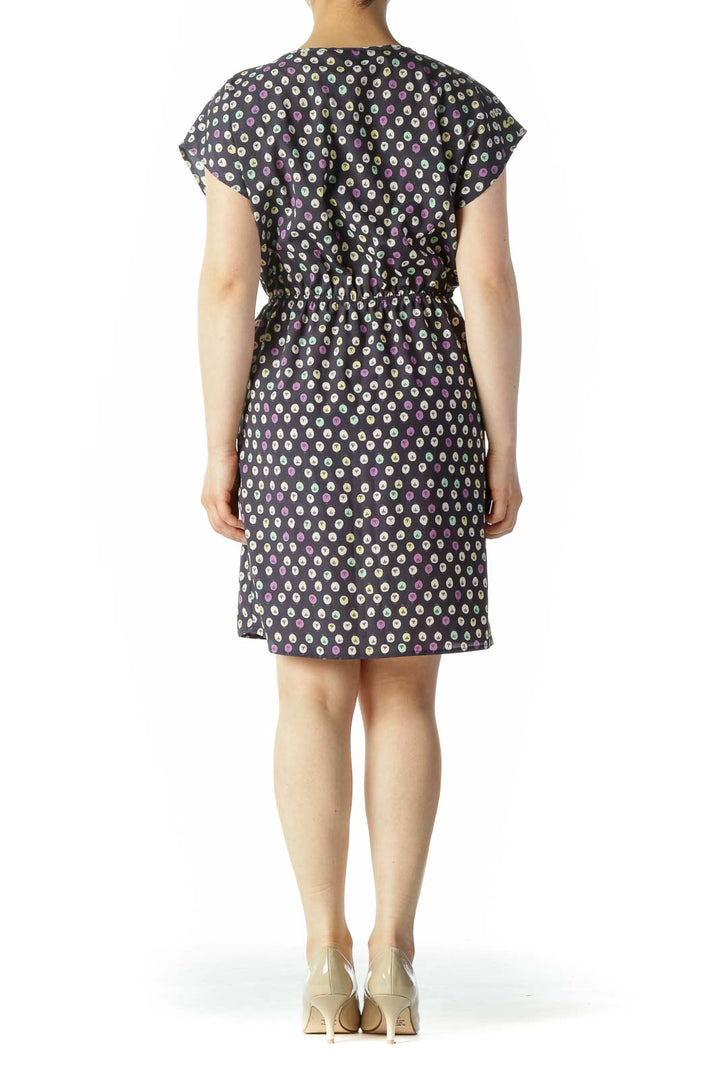 Navy Multi Pattern Vneck dress